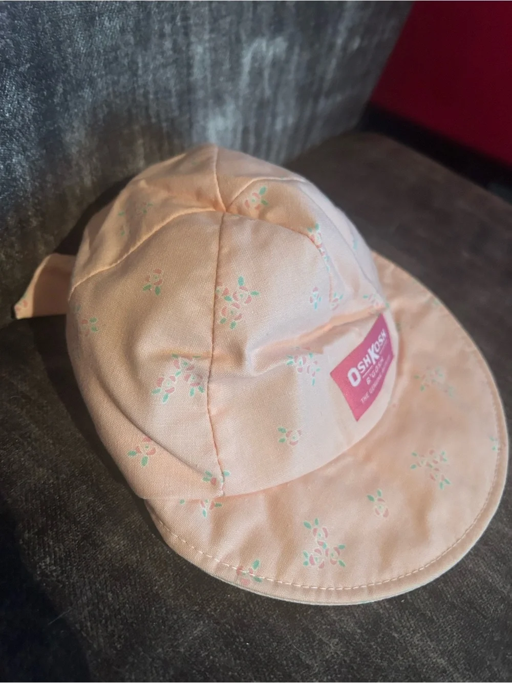 Vintage Osh Kosh Toddler Hat w Elastic & Bow (Pink, Green)